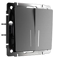 Переключатель с подсветкой без рамки Werkel 2-кл. проходной графит матовый картинка